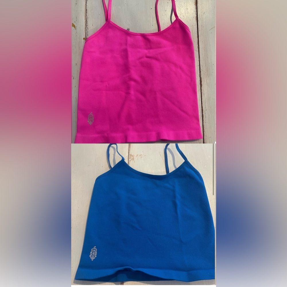Bundle: Free People Tighten Up tank BLUE and PINK both size medium/large